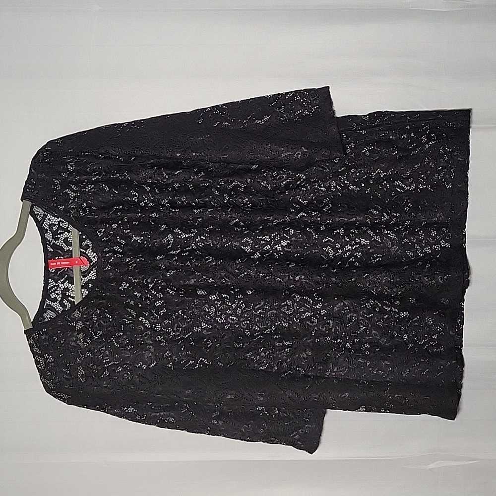 Ruby Ribbon Chantilly Lace Top Black XL